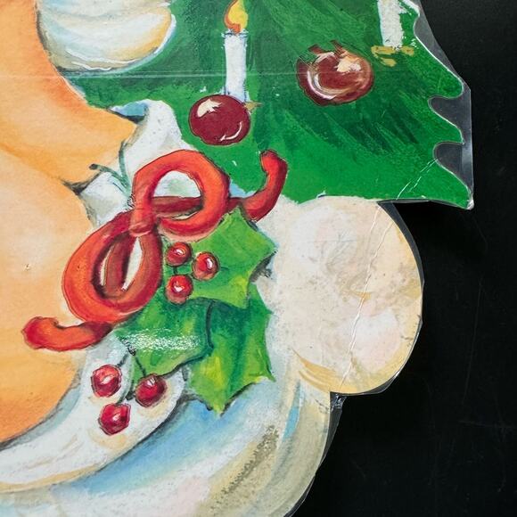 Vintage Eureka USA Baby Christmas Angel Kitty Cat Paper Cut Out 10x16" 2 Sided - Picture 9 of 12